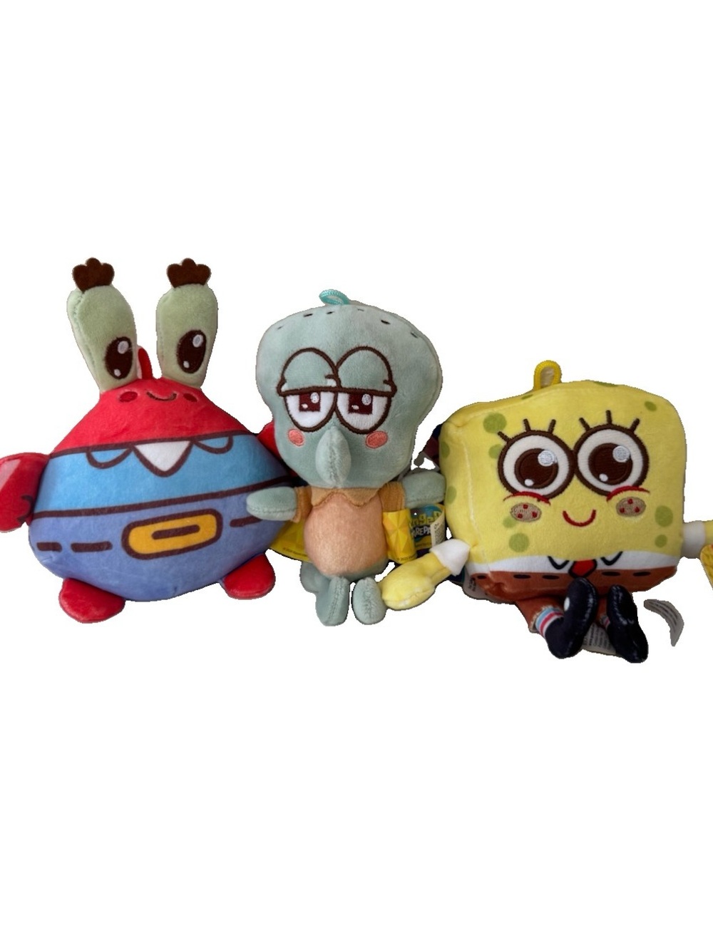 Set Of 3 SpongeBob SquarePants- SpongeBob, Mr. Krabs, and Squidward Plush 6” NEW